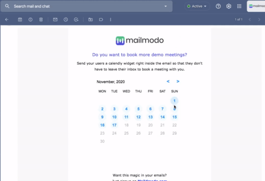AMP email calendly integration