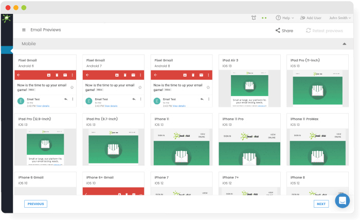 email client test resutls for pre-send checklist