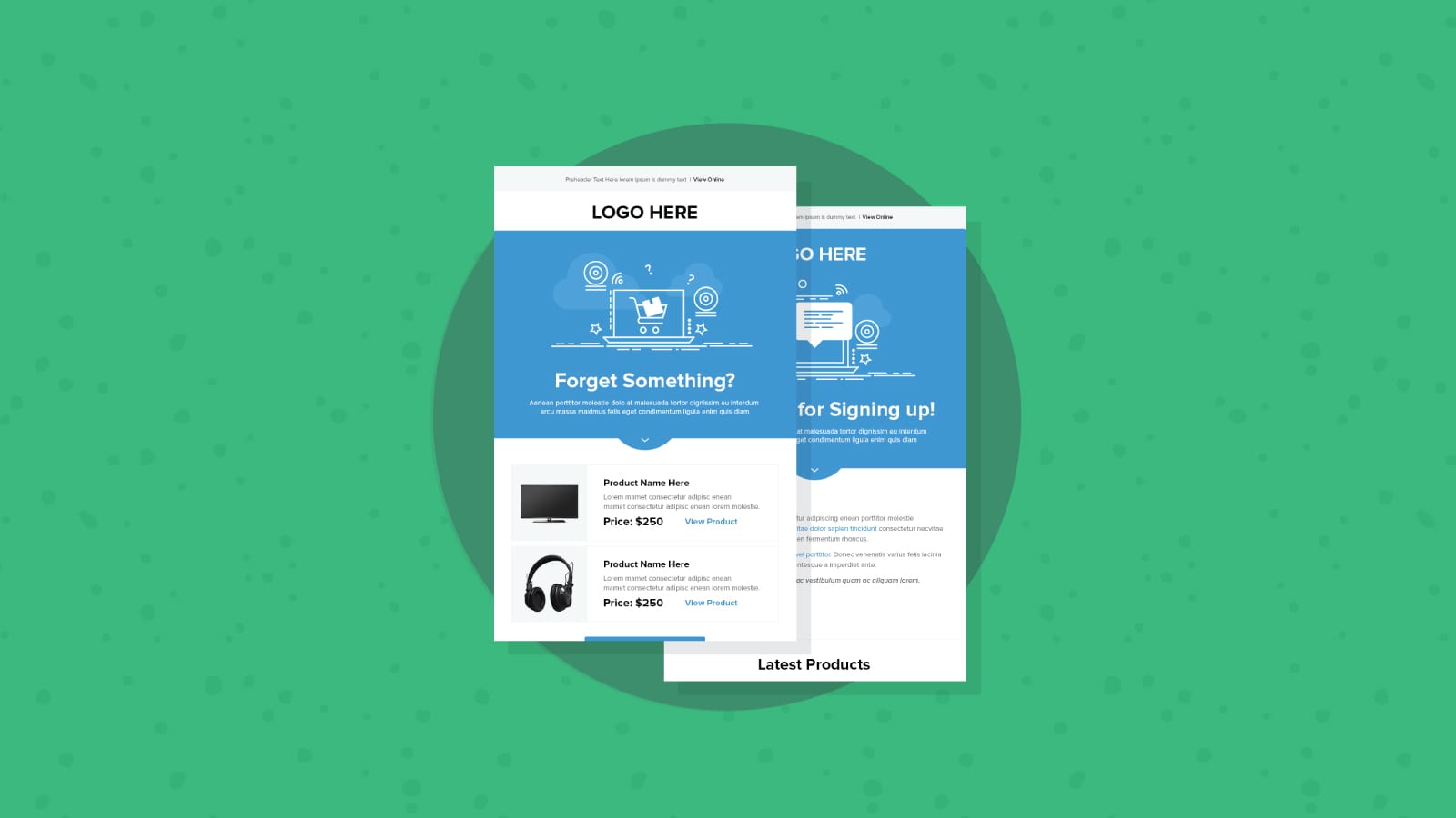 Image for Blue and Whimsical Welcome Series and Abandon Cart Email Templates