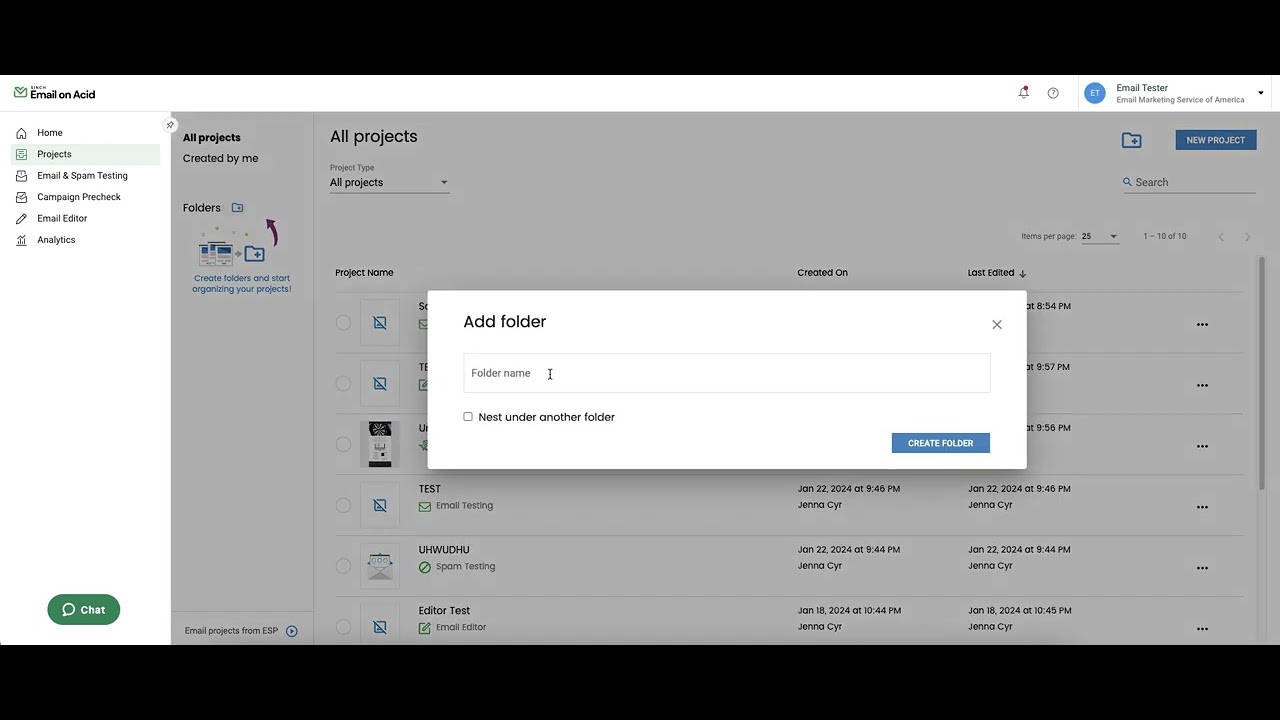Walkthrough: Projects Page