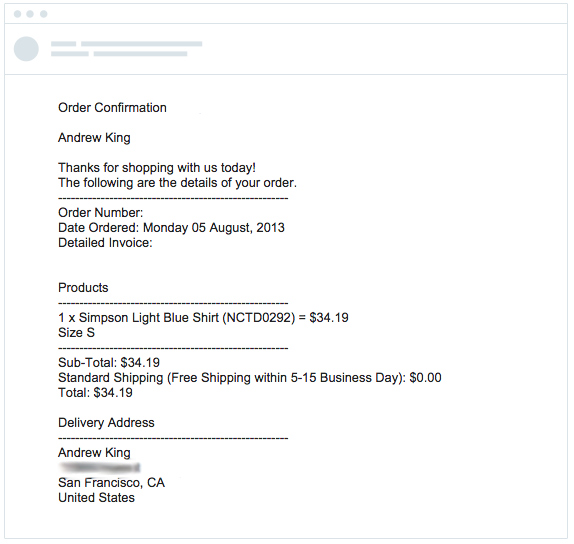 plain text transactional email with no design