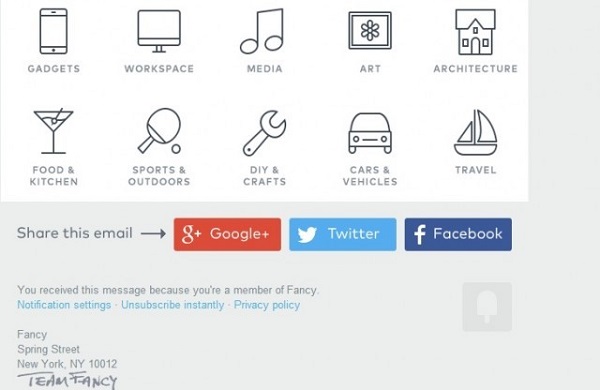 social media share buttons in an email