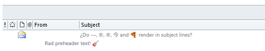 Example of Inbox Display in Outlook