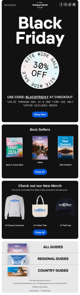 Black Friday retail email example