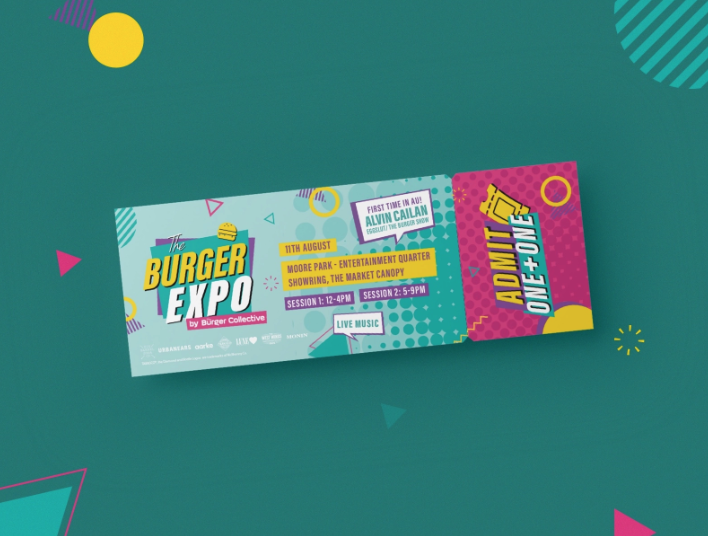 90s graphic design on a ticket