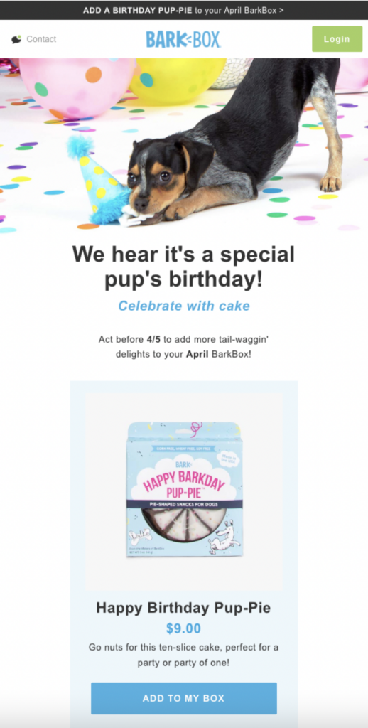 bark box birthday email