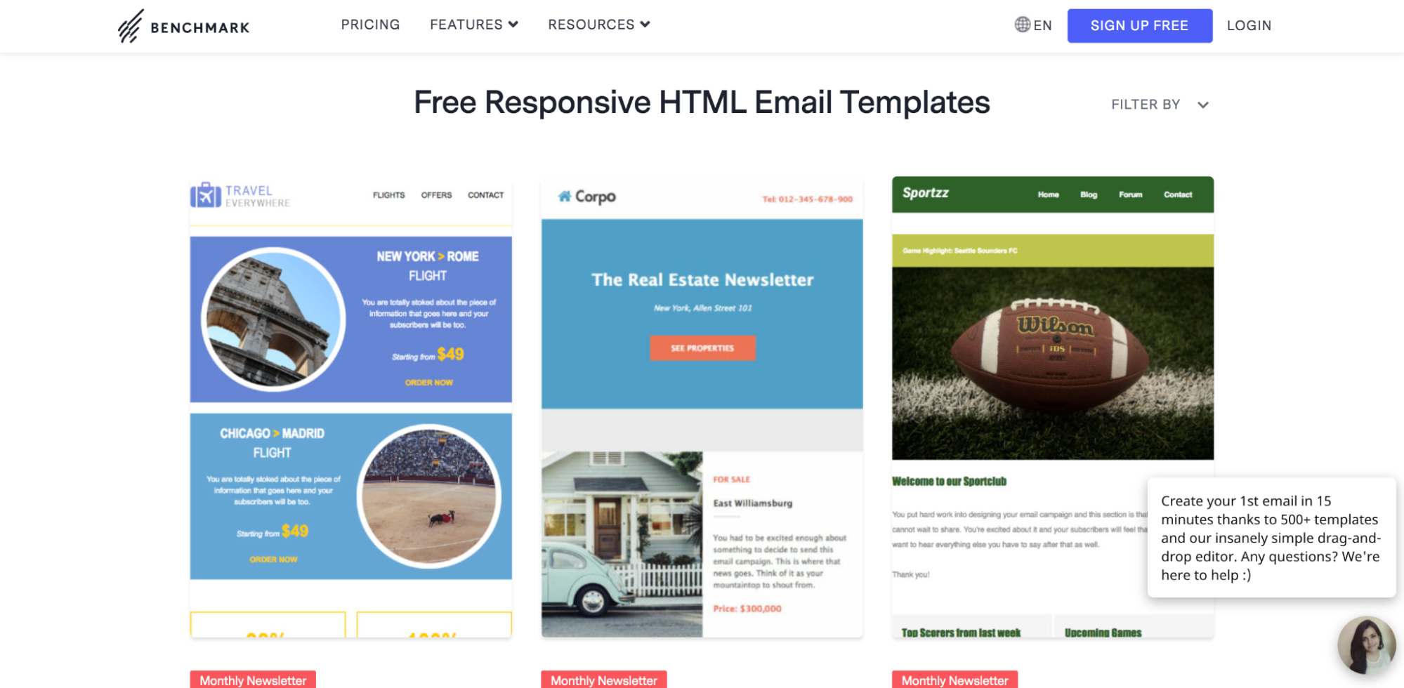 Benchmark email templates