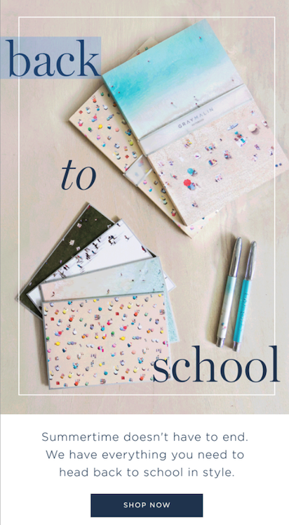 Stylish email with school supplies