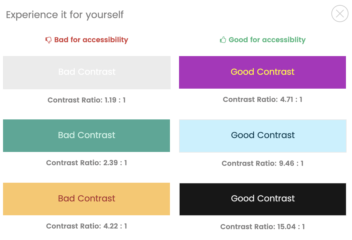 Color contrast examples