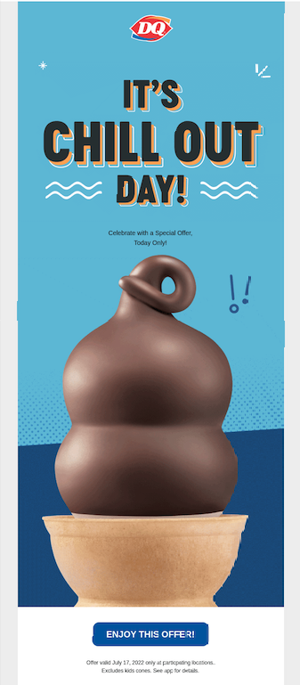 Dairy Queen email with typography graphic design trend