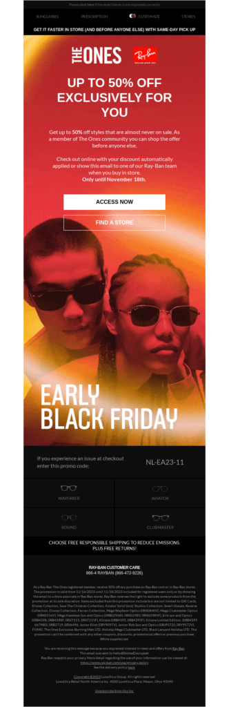Ray-ban email design