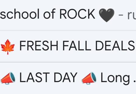 Three emoji inbox examples