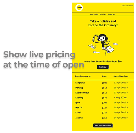 live pricing update for email