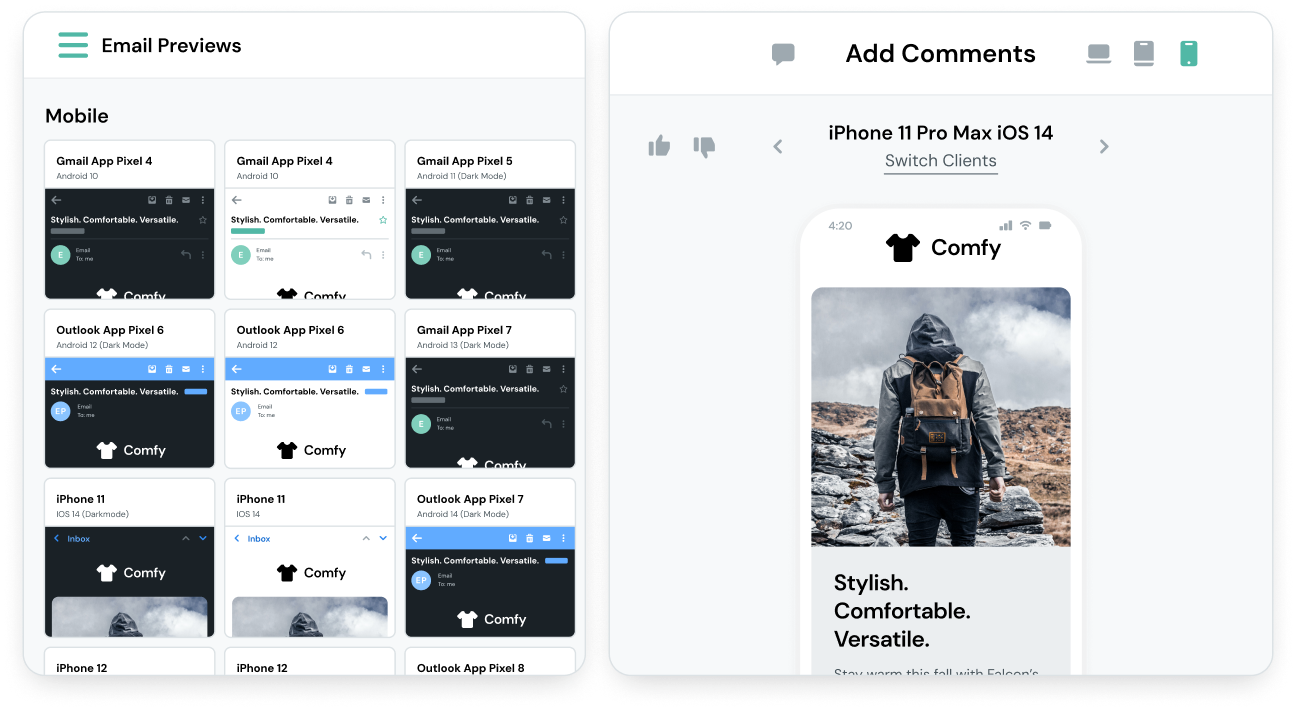 Image for Send with confidence – preview your emails on 100+ of the most popular clients and devices.