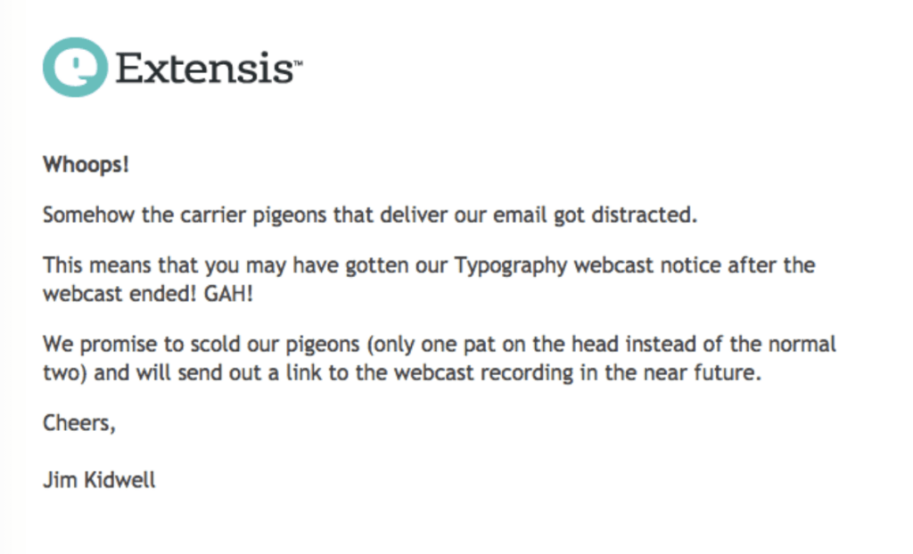 Oops email from Extensis