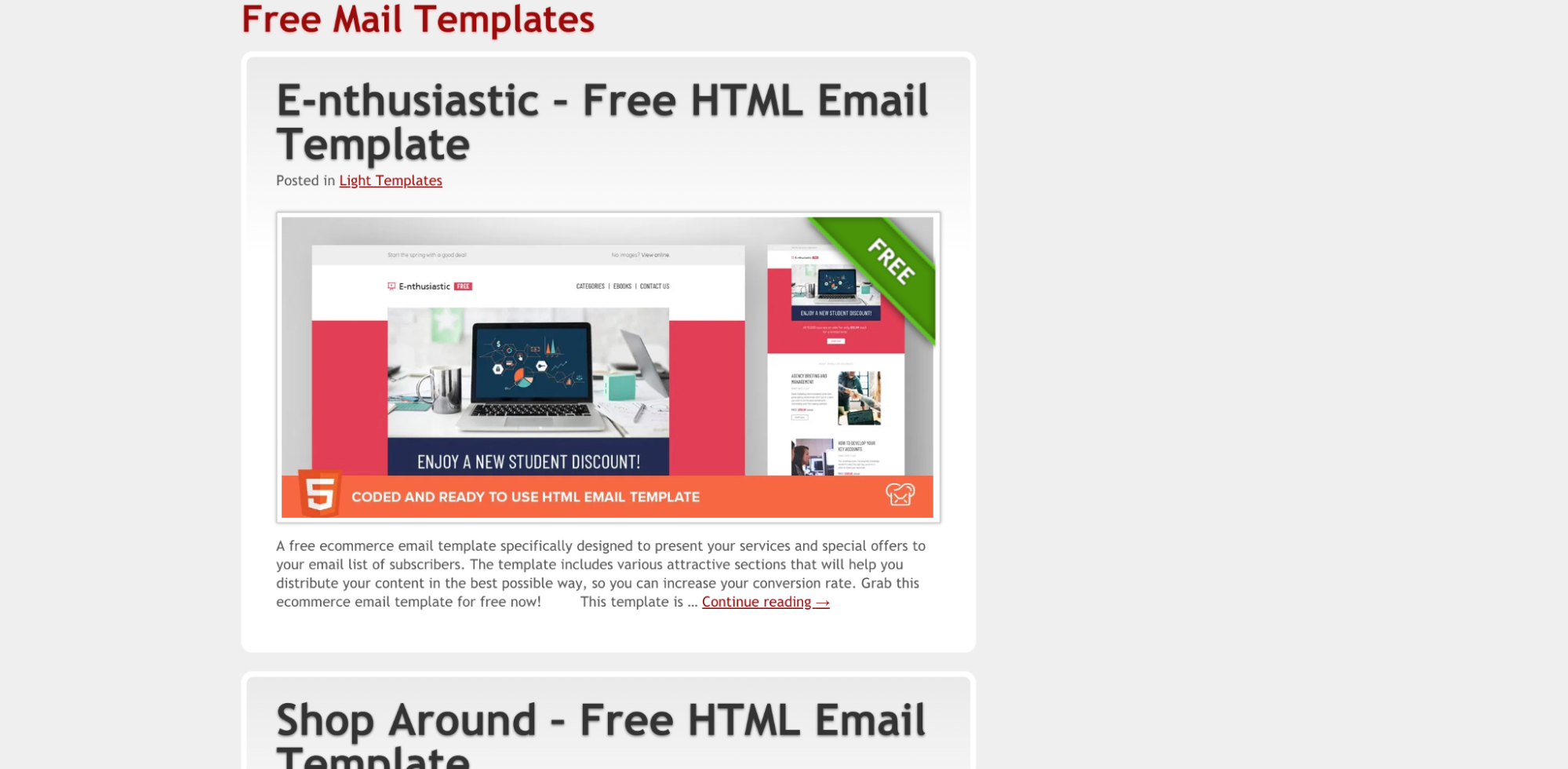 Free mail templates screenshot