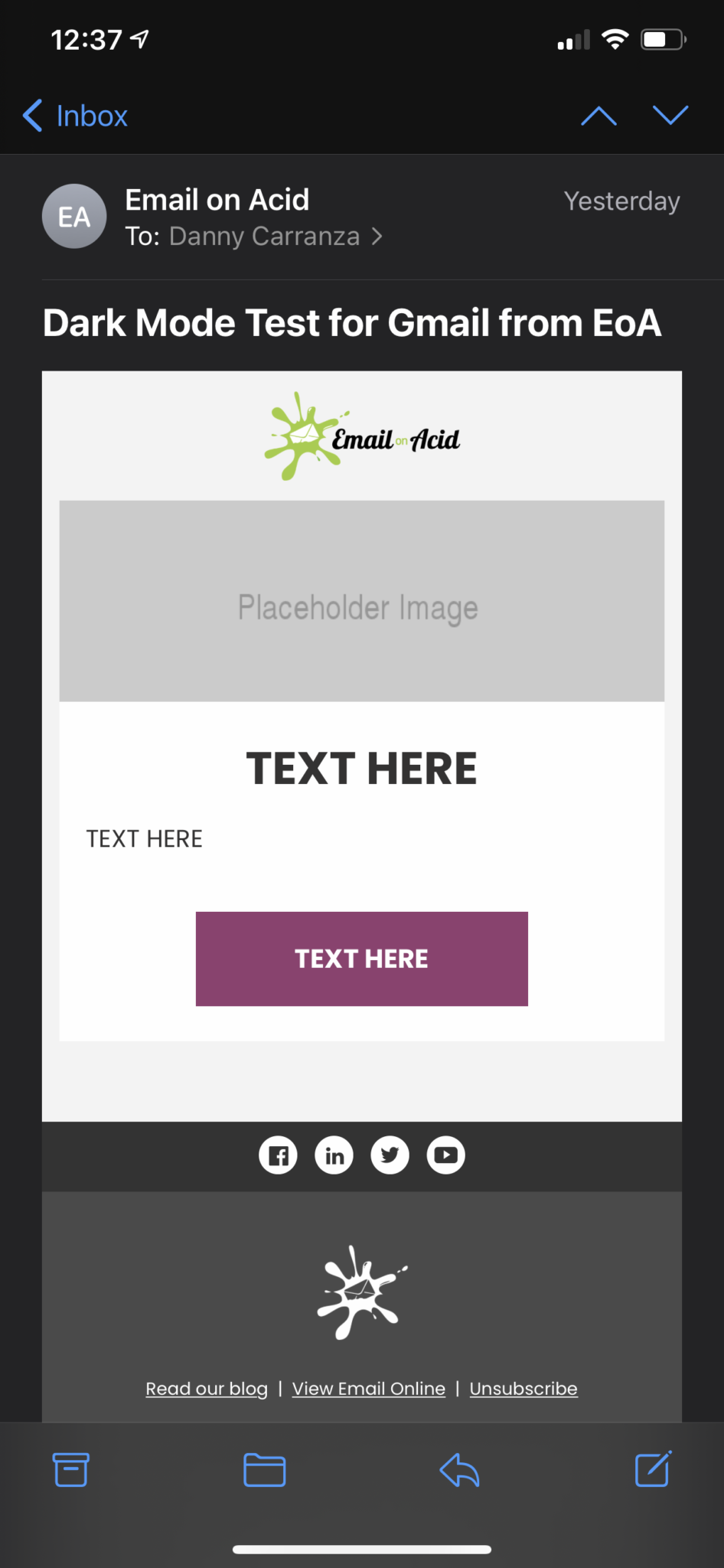 dark mode email to gmail on apple mail