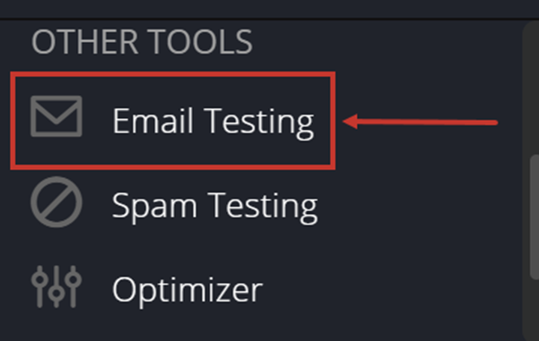 EoA platform screenshot, email testing link