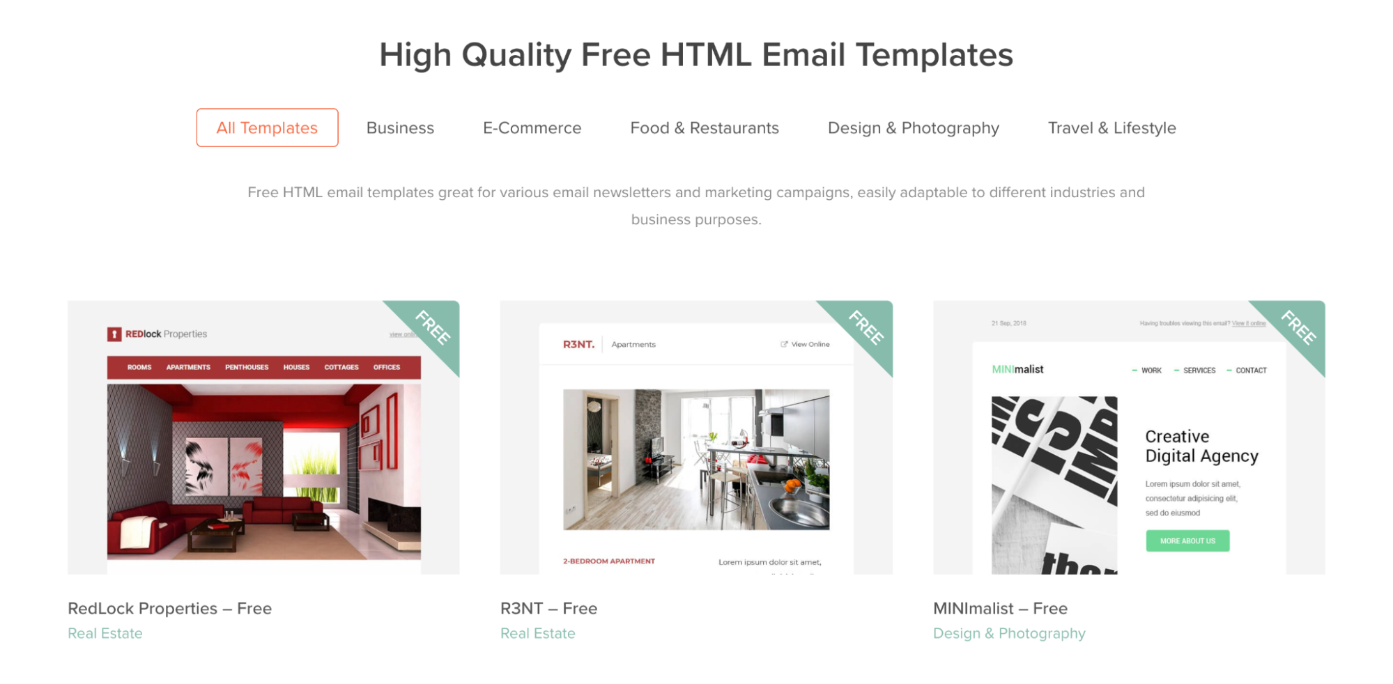 Mailbakery email template examples