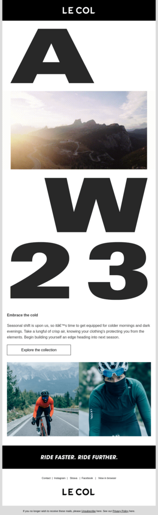 Black and white olor contrast in an email design