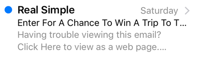 Email that is missing preheader text