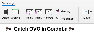 Correct version of the subject line, with ant emojis