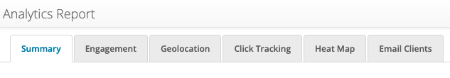 Email Analytics dashboard tabs in Email on Acid