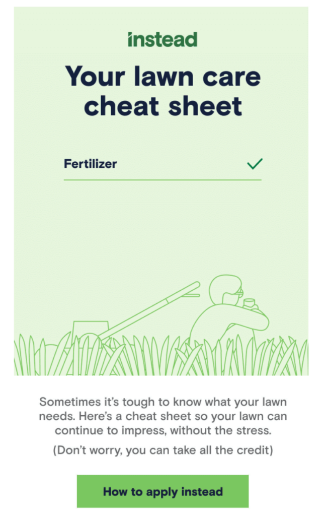 Email campaign from Instead on lawn care tips