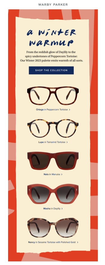 Warby Parker email marketing design
