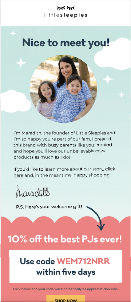 Welcome Email with a coupon code