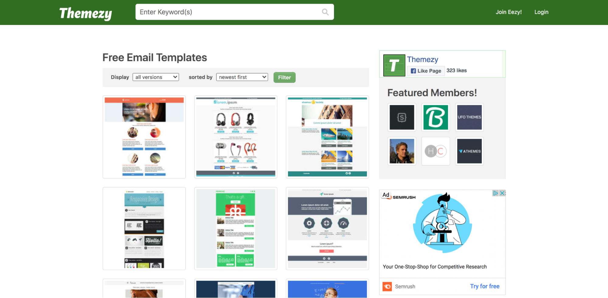 Email template samples from Themezy