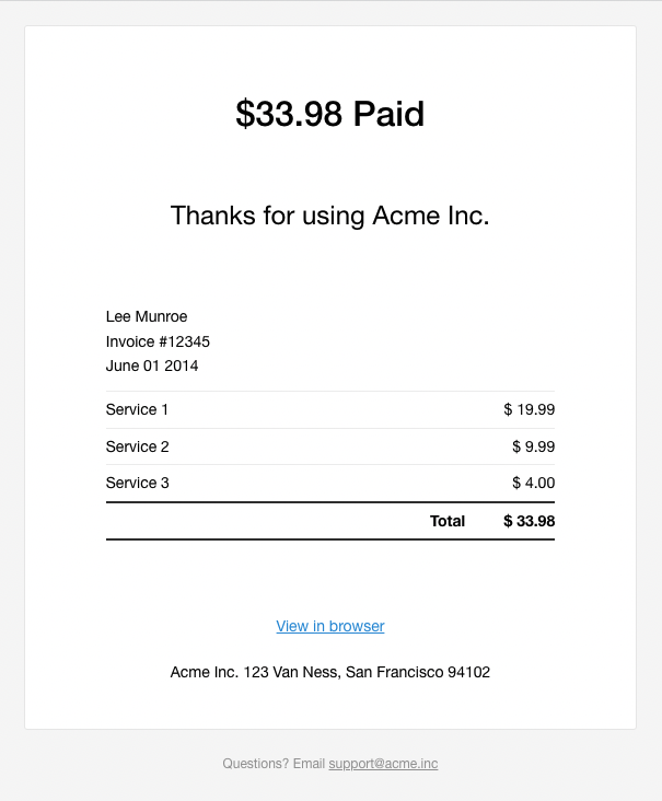invoice email design
