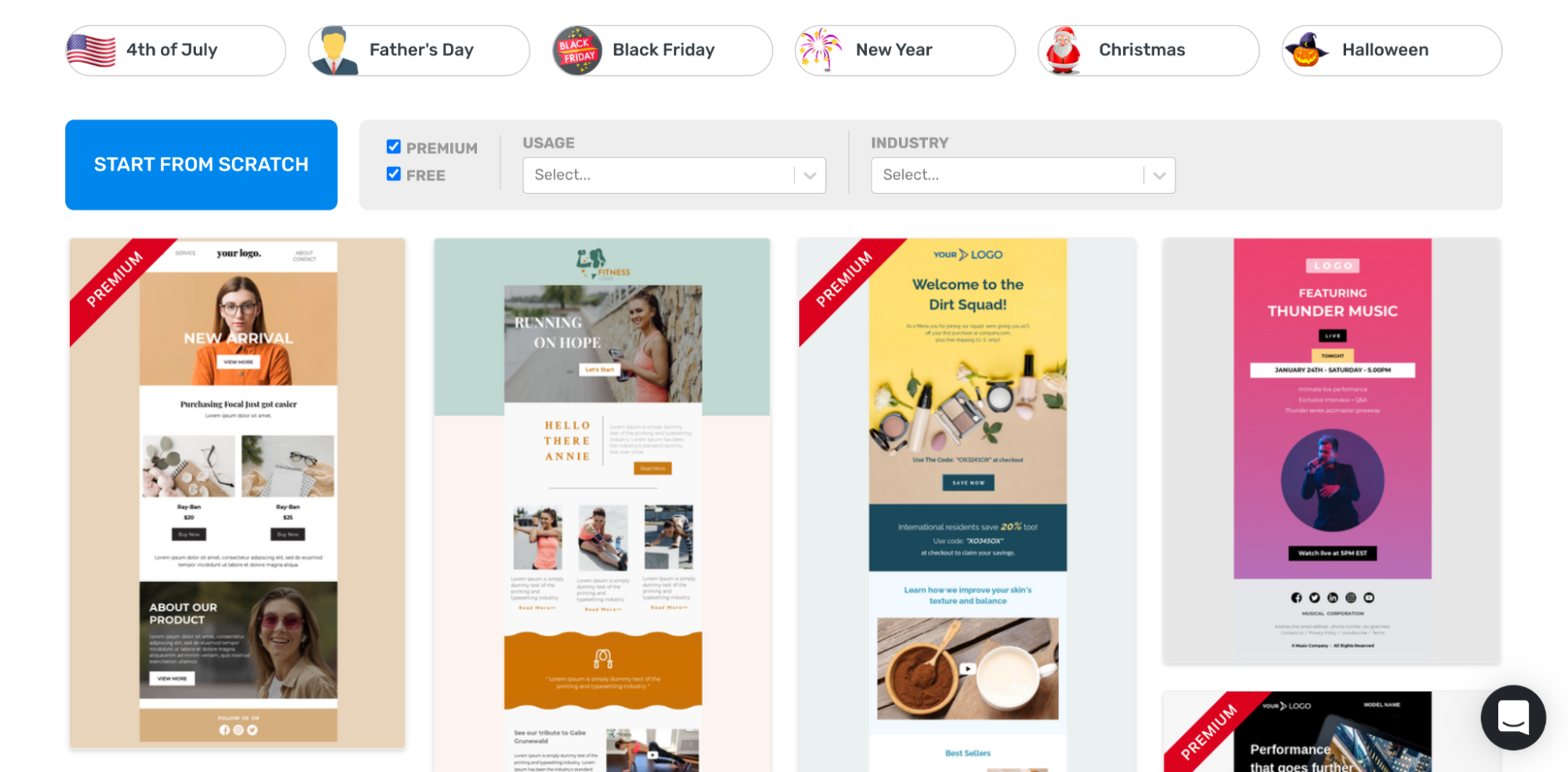 unlayer free templates for email