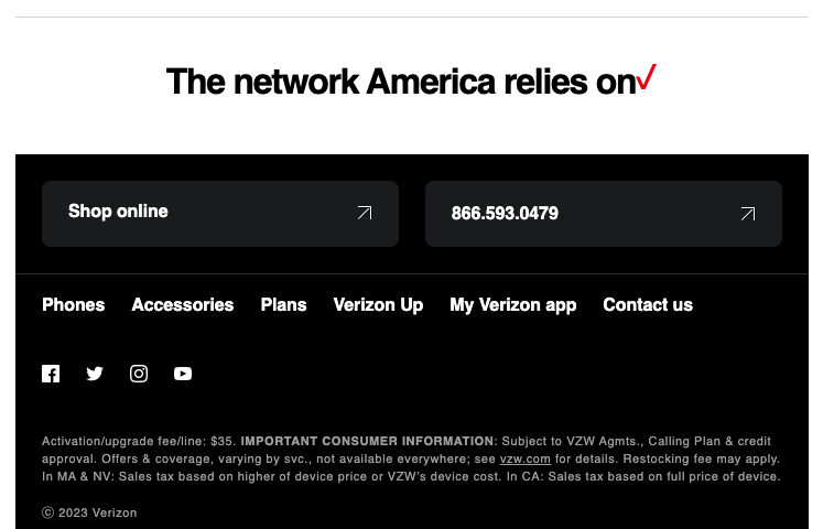 Verizon email footer