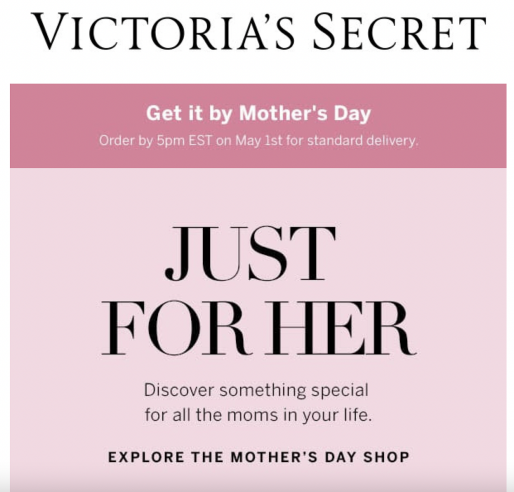 Victoria's Secret Mother's Day email reminder