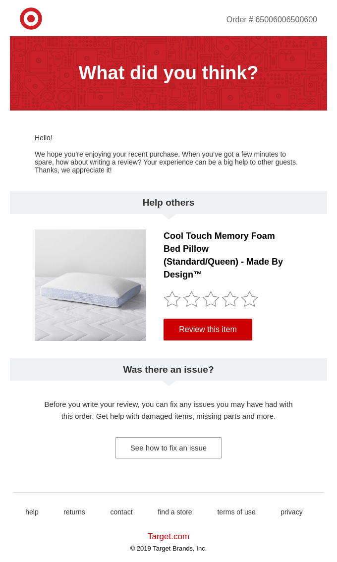 Target follow-up email