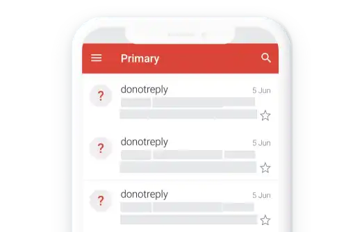 Inbox showing unbranded do-not-reply emails