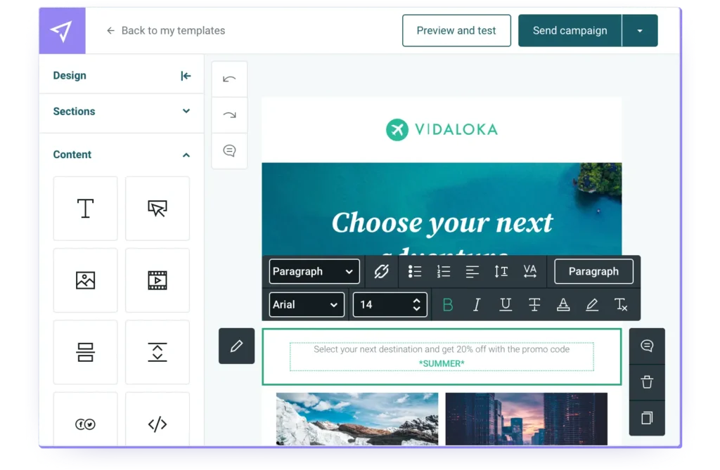 Mailjet's drag-and-drop email builder